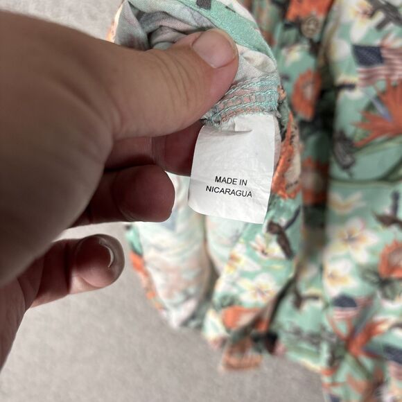 Springfield Armory Hawaiian Shirt Mens Size M Teal Gun American Flag AOP Bullpup - Picture 10 of 16